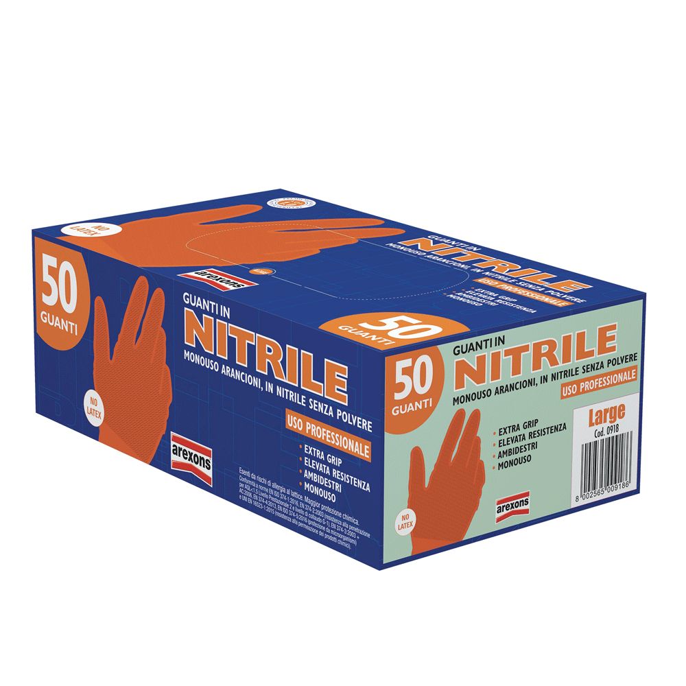 Cod. 0918 - GUANTI IN NITRILE ARANCIONE TG. L