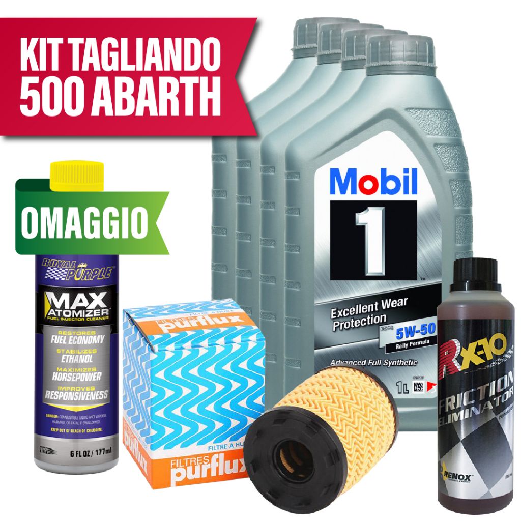 Cod. KIT5004 - KIT TAGLIANDO 500 ABARTH MOBIL 1 FS X1 5W50