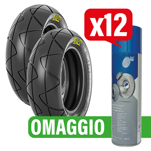 Cod. KIT4 - KIT 2 GOMME PMT MINIBIKE 90/65R6.5 JUNIOR + 12 PZ BLUE PRINT DETERGENTE FRENI SPRAY- 500ML